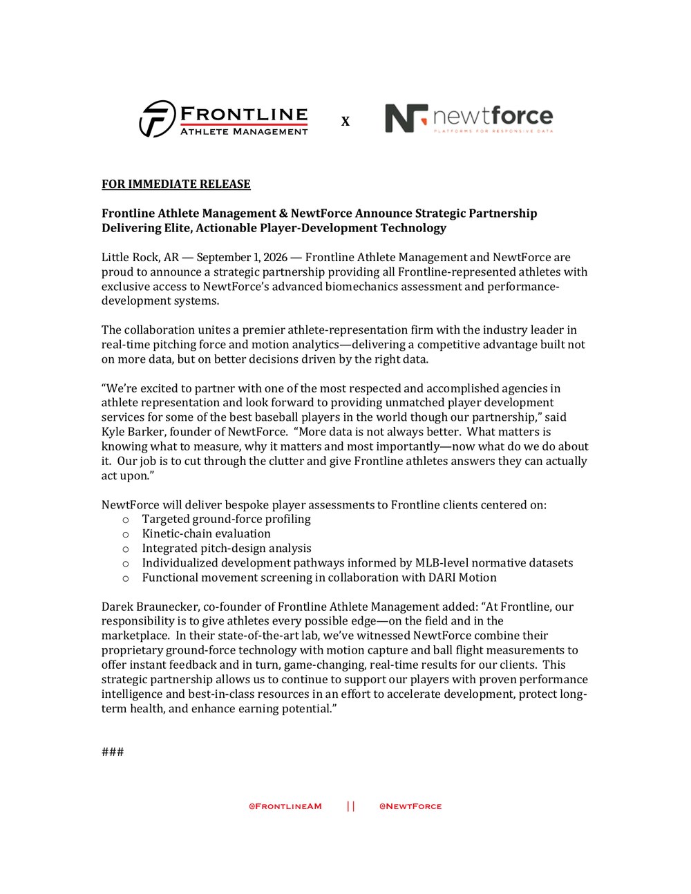Frontline x NewtForce press release